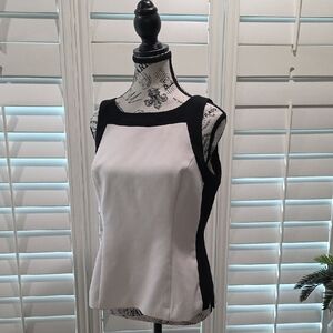 White House Black Market Monochrome Sleeveless Blouse